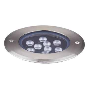 Ideal Lux - LED Driveway light FLOOR LED/12W/230V d. 14 cm CRI 90 IP67 shiny chrome