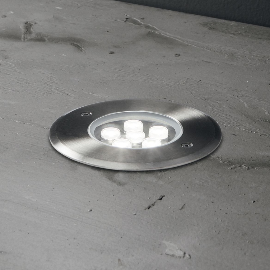 Ideal Lux - LED Driveway light FLOOR LED/6W/230V d. 12 cm CRI 90 IP67 shiny chrome