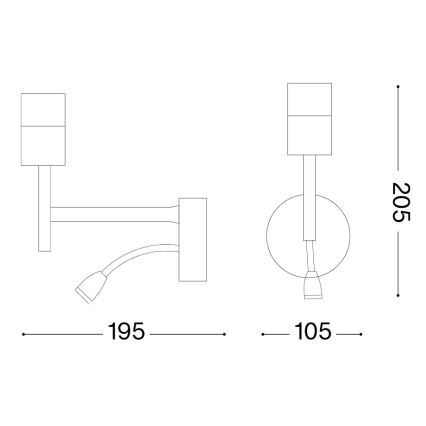 Ideal Lux - LED Flexible lamp with a mount SET 1xE27/42W + LED/3W/230V CRI 90 USB gold