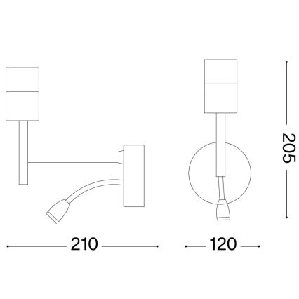 Ideal Lux - LED Flexible lamp with a mount SET UP 1xE27/42W + LED/3W/230V CRI 90 USB black