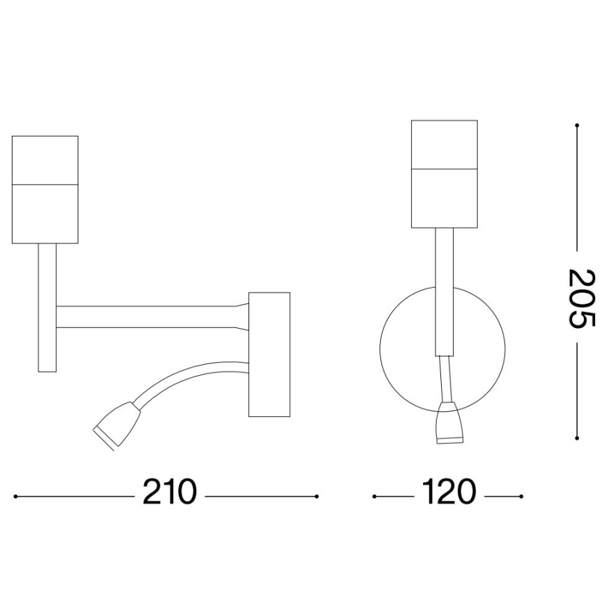 Ideal Lux - LED Flexible lamp with a mount SET UP 1xE27/42W + LED/3W/230V CRI 90 USB black
