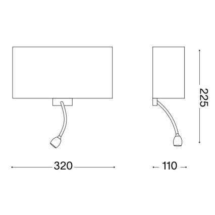 Ideal Lux - LED Flexible wall lamp HOTEL 1xE27/60W/230V + LED/1,5W white