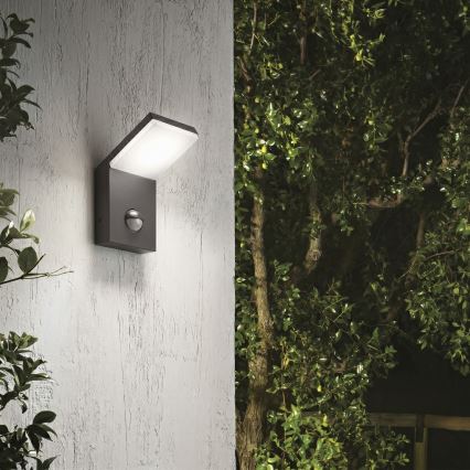 Ideal Lux - STYLE LED Outdoor Luminaire with Sensor LED/9W/230V 4000K CRI 90 IP54 Anthracite