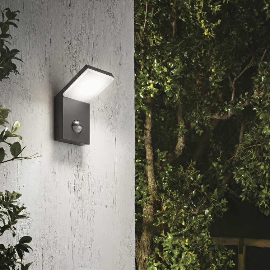 Ideal Lux - STYLE LED Outdoor Luminaire with Sensor LED/9W/230V 4000K CRI 90 IP54 Anthracite