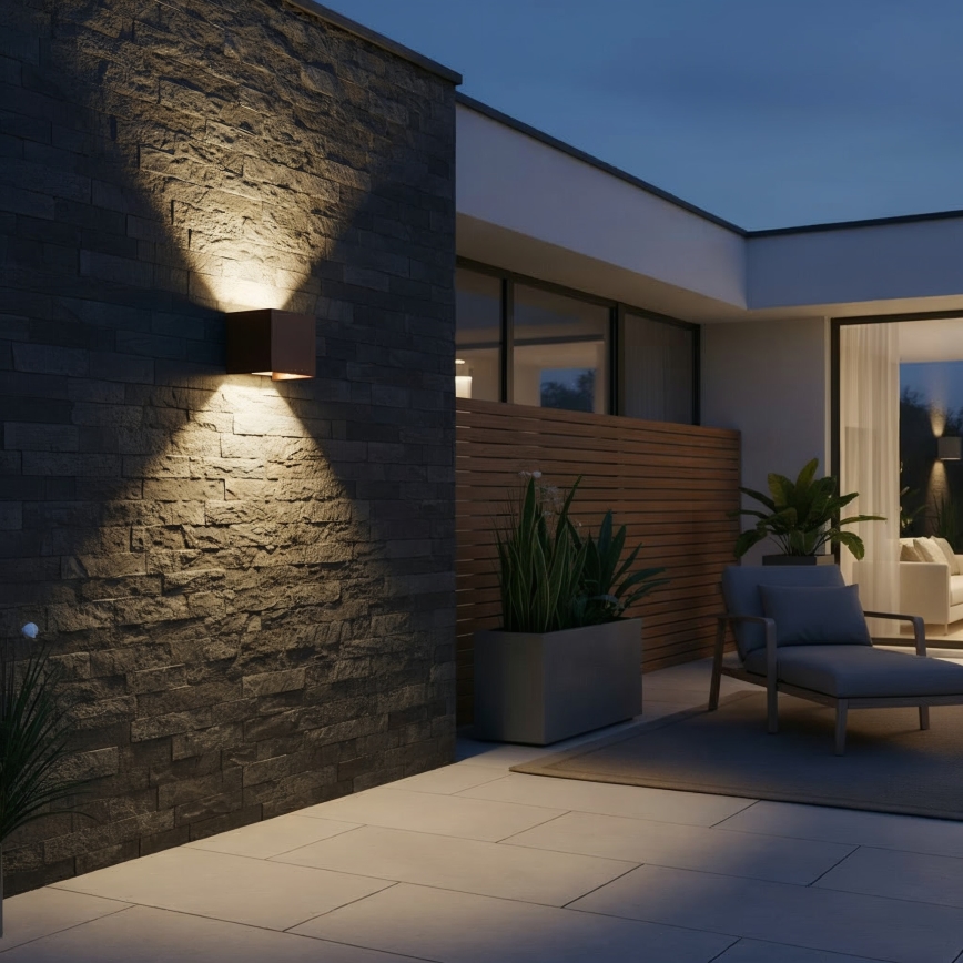 Ideal Lux - LED Outdoor wall light ATOM LED/12W/230V CRI 90 IP54 brown