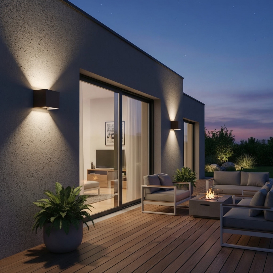 Ideal Lux - LED Outdoor wall light ATOM LED/12W/230V CRI 90 IP54 brown