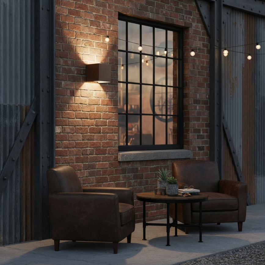 Ideal Lux - LED Outdoor wall light ATOM LED/12W/230V CRI 90 IP54 brown