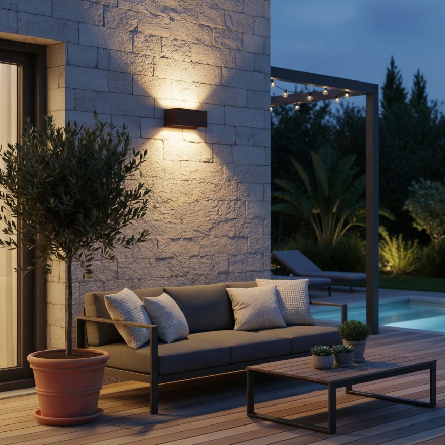 Ideal Lux - LED Outdoor wall light ATOM LED/25W/230V CRI 90 IP54 brown