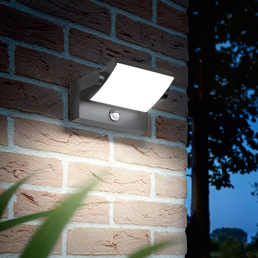 Ideal Lux - LED Outdoor wall light with a sensor SWIPE LED/21W/230V CRI 90 IP54 anthracite