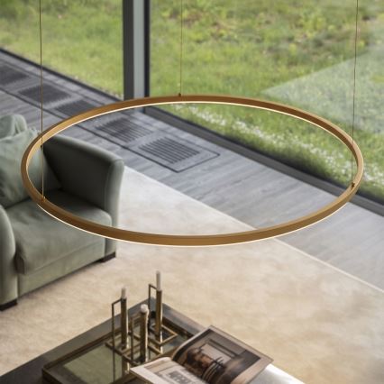 Ideal Lux - ORACLE SLIM LED Cable-Suspended Pendant LED/37W/230V 4000K CRI 90 Ø 70 cm Gold