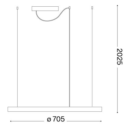 Ideal Lux - ORACLE SLIM LED Cable-Suspended Pendant LED/37W/230V 4000K CRI 90 Ø 70 cm Gold