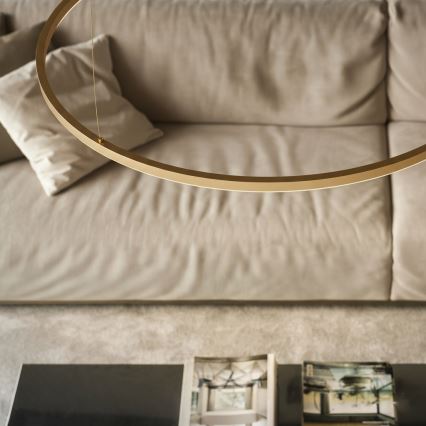 Ideal Lux - ORACLE SLIM LED Cable Pendant Light 37W/230V 3000K CRI 90 Ø 70 cm Gold