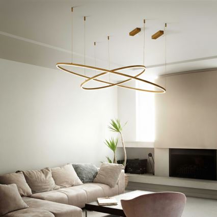 Ideal Lux - ORACLE SLIM LED pendant on cable LED/37W/230V 3000K CRI 90 dia. 70 cm gold