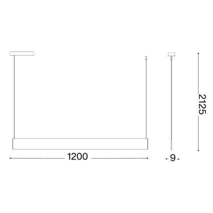 Ideal Lux - LED Pendant on Cable STEEL LED/24W/230V 3000K CRI 90 120 cm Black