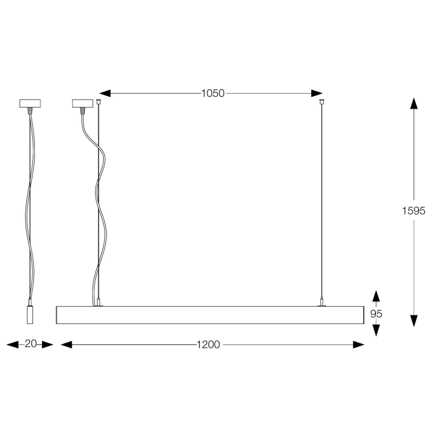Ideal Lux - LED pendant suspended on cable LINUS LED/32W/230V 3000K CRI 90 120 cm black