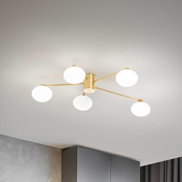 Ideal Lux - LED Surface-mounted chandelier HERMES 5xG9/3W/230V d. 90 cm gold