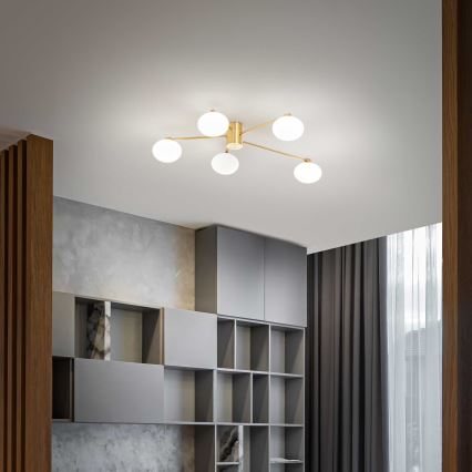 Ideal Lux - LED Surface-mounted chandelier HERMES 5xG9/3W/230V d. 90 cm gold