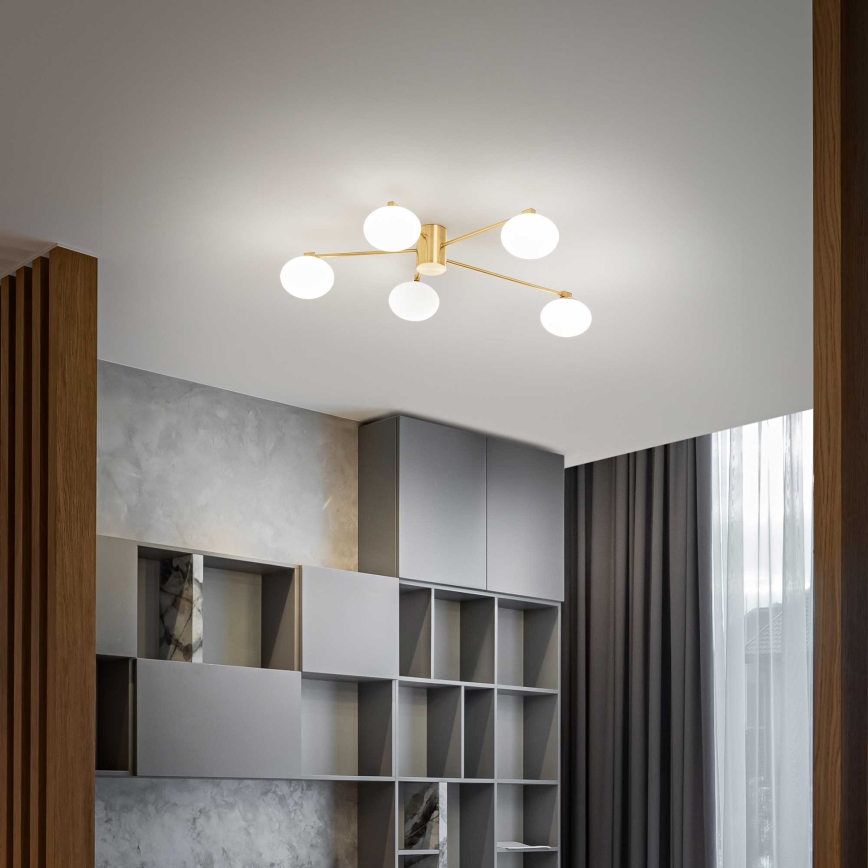 Ideal Lux - LED Surface-mounted chandelier HERMES 5xG9/3W/230V d. 90 cm gold