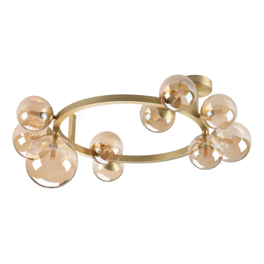 Ideal Lux - LED Surface-mounted chandelier PERLAGE 10xG9/3W/230V d. 70 cm gold/smoky