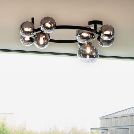 Ideal Lux - PERLAGE LED surface-mounted chandelier 10xG9/3W/230V Ø 70 cm Black/Smoked Black