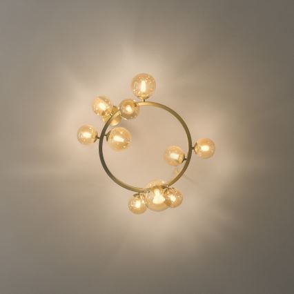 Ideal Lux - PERLAGE LED Flush-Mount Chandelier 10xG9/3W/230V, diam. 70 cm, Gold / Smoky Beige