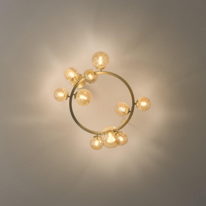 Ideal Lux - PERLAGE LED Flush-Mount Chandelier 10xG9/3W/230V, diam. 70 cm, Gold / Smoky Beige