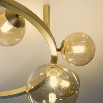 Ideal Lux - PERLAGE LED Flush-Mount Chandelier 10xG9/3W/230V, diam. 70 cm, Gold / Smoky Beige