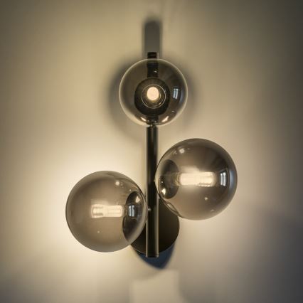 Ideal Lux - LED Wall Light PERLAGE 3xG9/3W/230V Black/Smoked Black