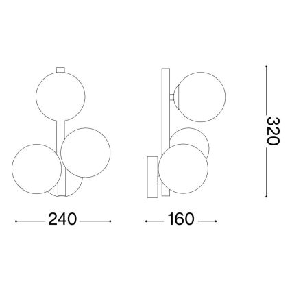 Ideal Lux - LED Wall light PERLAGE 3xG9/3W/230V black/smoky