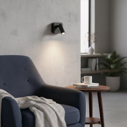 Ideal Lux - LED Wall spotlight BEAN LED/3W/230V CRI 90 black