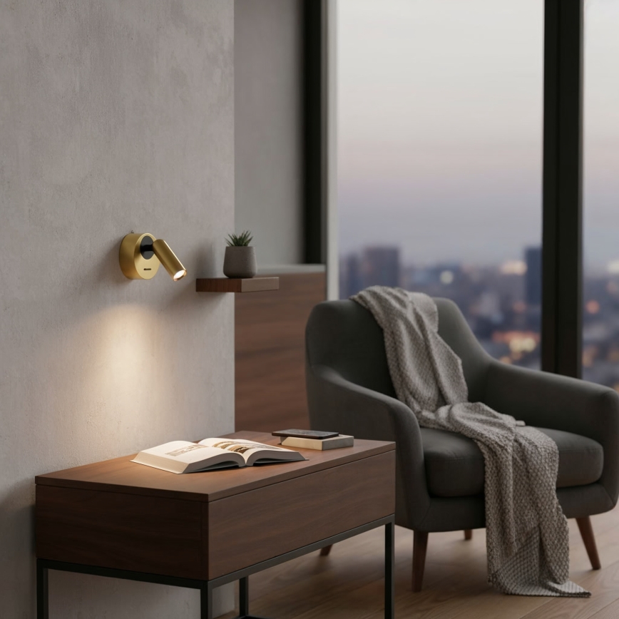 Ideal Lux - LED Wall spotlight BEAN LED/3W/230V CRI 90 brass