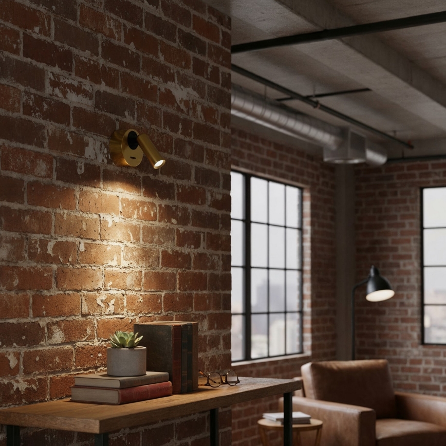 Ideal Lux - LED Wall spotlight BEAN LED/3W/230V CRI 90 brass