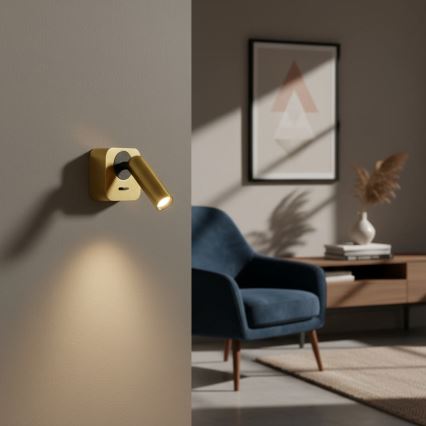 Ideal Lux - LED Wall spotlight BEAN LED/3W/230V CRI 90 gold