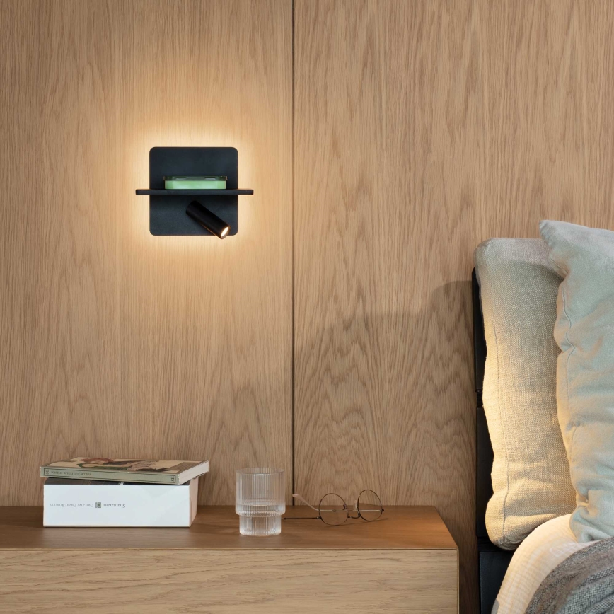 Ideal Lux - LED Wall spotlight PIANO LED/11,5W/230V USB black