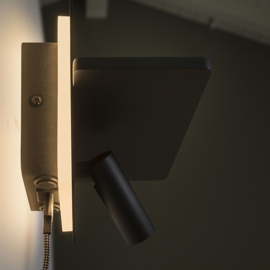 Ideal Lux - LED Wall spotlight PIANO LED/11,5W/230V USB black