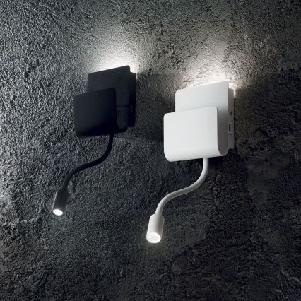 Ideal Lux - LED Wall spotlight with a flexible small lamp PROBE LED/9,5W/230V USB CRI 90 black