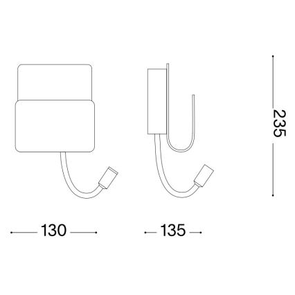 Ideal Lux - LED Wall spotlight with a flexible small lamp PROBE LED/9,5W/230V USB CRI 90 black