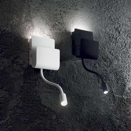 Ideal Lux - LED Wall spotlight with a flexible small lamp PROBE LED/9,5W/230V USB CRI 90 white