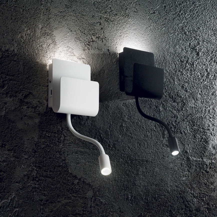 Ideal Lux - LED Wall spotlight with a flexible small lamp PROBE LED/9,5W/230V USB CRI 90 white