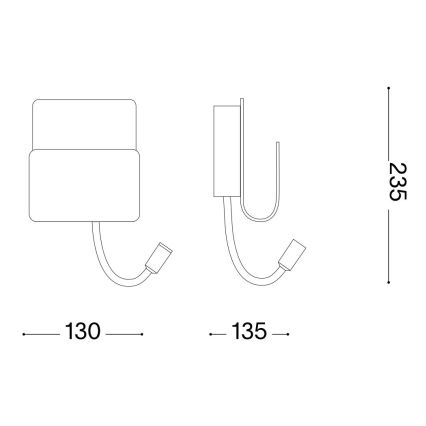 Ideal Lux - LED Wall spotlight with a flexible small lamp PROBE LED/9,5W/230V USB CRI 90 white