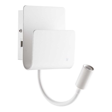 Ideal Lux - LED Wall spotlight with a flexible small lamp PROBE LED/9,5W/230V USB CRI 90 white