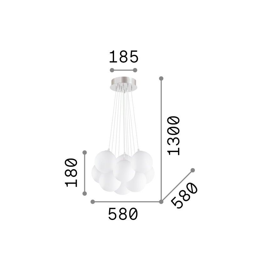 Ideal Lux - MAPA Cable-Hung Chandelier 11xE14/40W/230V Ø 58 cm White