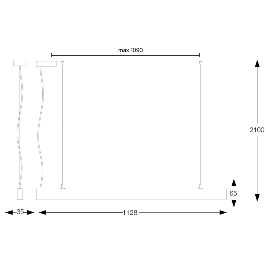 Ideal Lux - OFFICE LED Cable Pendant, 30W, 230V, 3000K, CRI 90, White