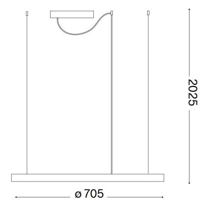 Ideal Lux - ORACLE SLIM LED cable-hung pendant, 37W, 230V, 2700K, CRI 90, Ø 70 cm, Black