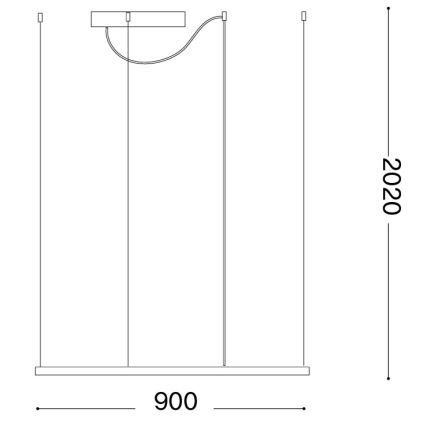 Ideal Lux - ORACLE SLIM cable-suspended LED chandelier, 53W/230V, 3000K, CRI 90, 90x90 cm, Gold