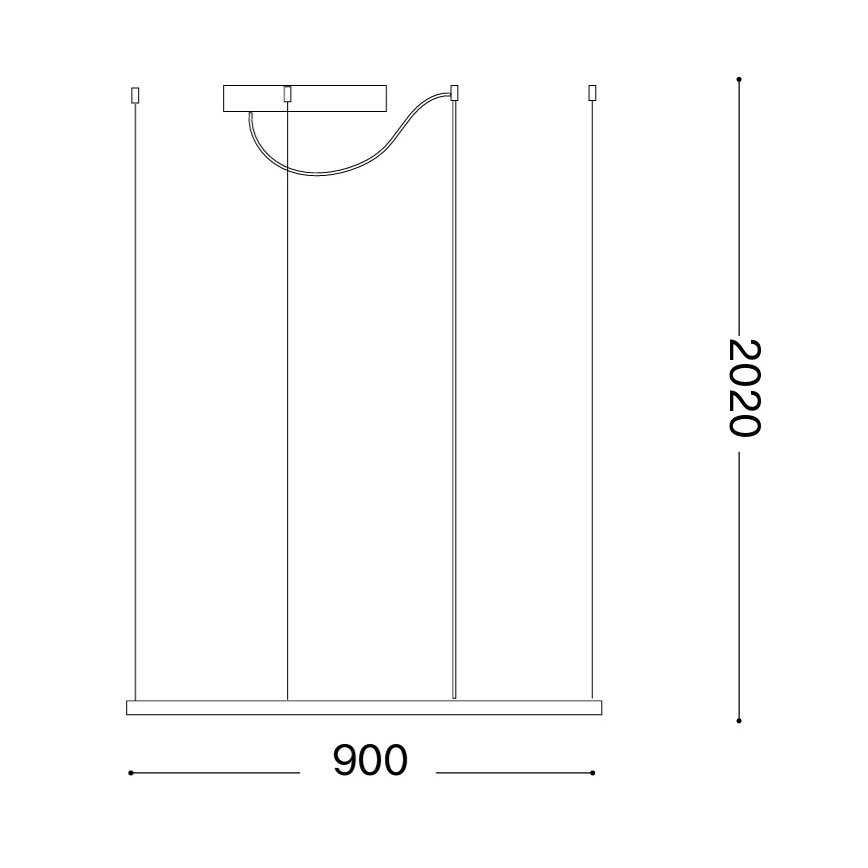 Ideal Lux - ORACLE SLIM cable-suspended LED chandelier, 53W/230V, 3000K, CRI 90, 90x90 cm, Gold