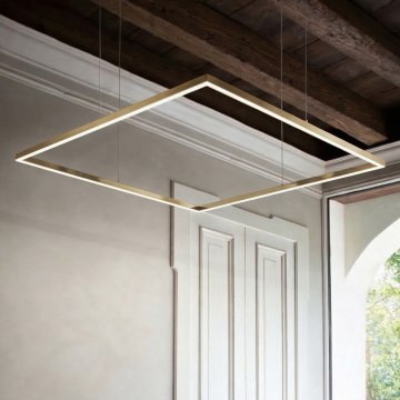 Ideal Lux - ORACLE SLIM cable-suspended LED chandelier, 53W/230V, 3000K, CRI 90, 90x90 cm, Gold