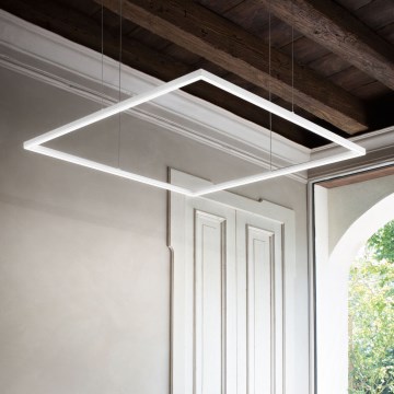 Ideal Lux - ORACLE SLIM cable-suspended LED pendant, 44W, 230V, 3000K, CRI 90, 70x70 cm, white