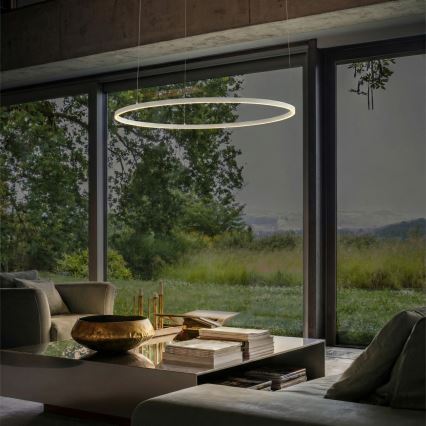 Ideal Lux - ORACLE SLIM Cable-Suspended LED Pendant, 53 W, 230 V, 4000 K, CRI 90, Ø 90 cm, White