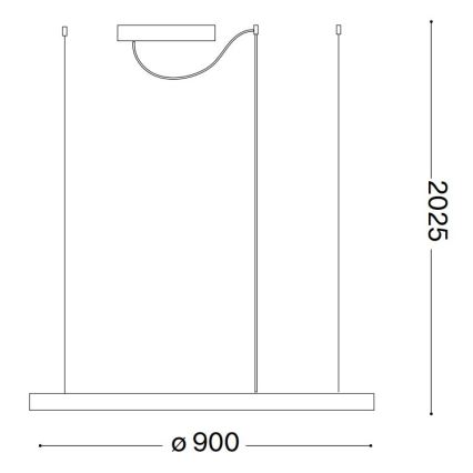 Ideal Lux - Cable-suspended LED pendant ORACLE SLIM LED/53W/230V 2700K CRI 90 Ø 90 cm black